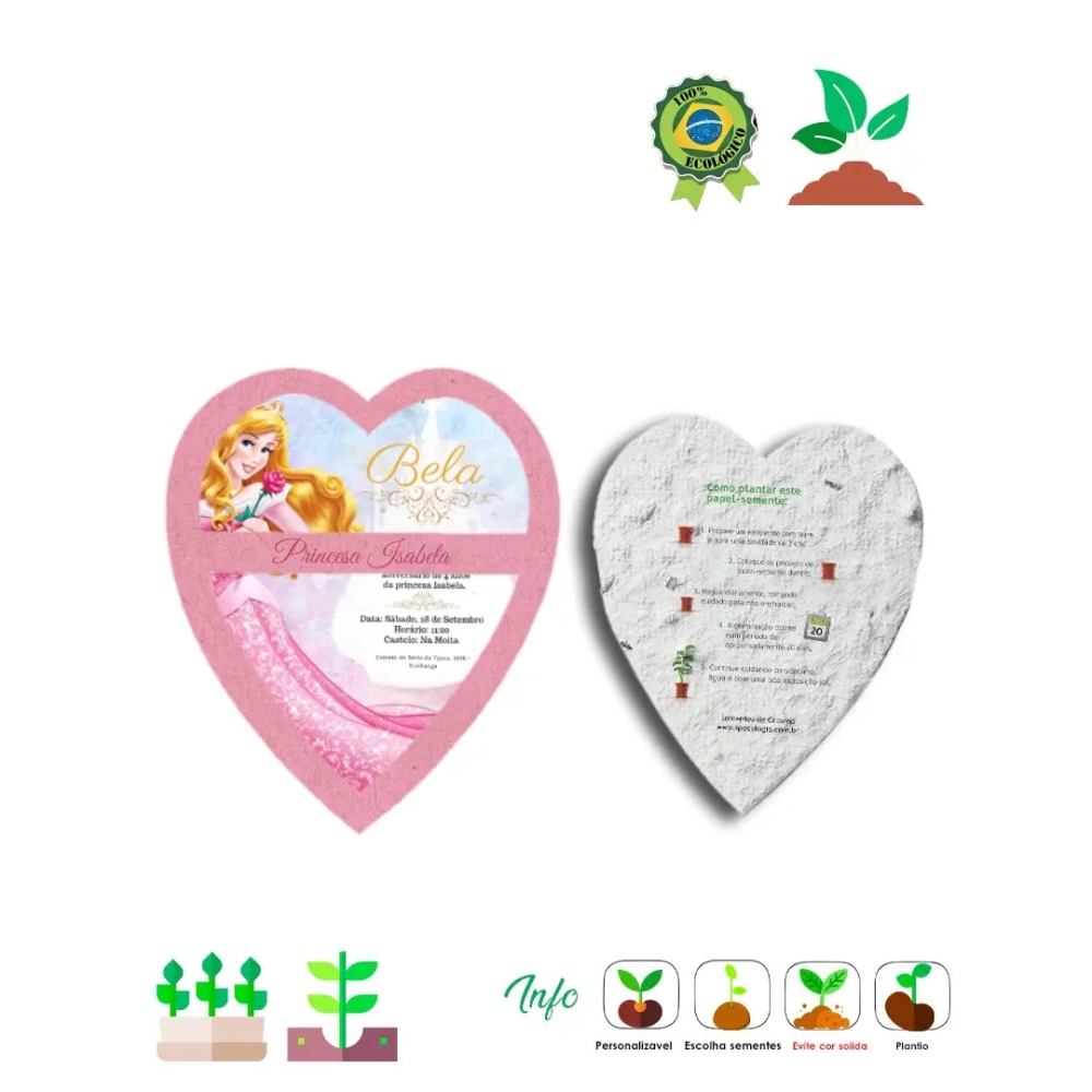 Convite Ecológico Coração Papel Semente 103-103