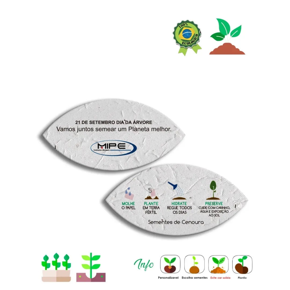 Papel semente folha 6 x 3 cm 718-718