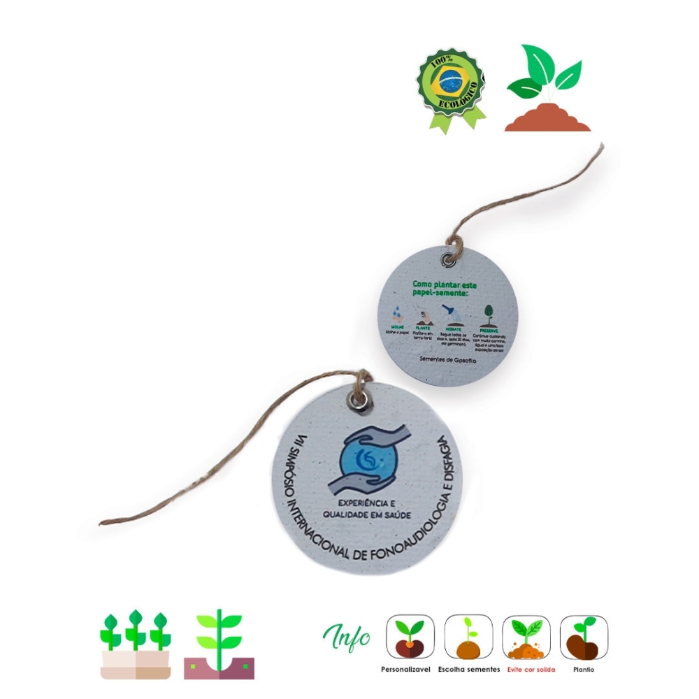 Tag de Papel Semente 6cm-Tag de Papel Semente 6cm