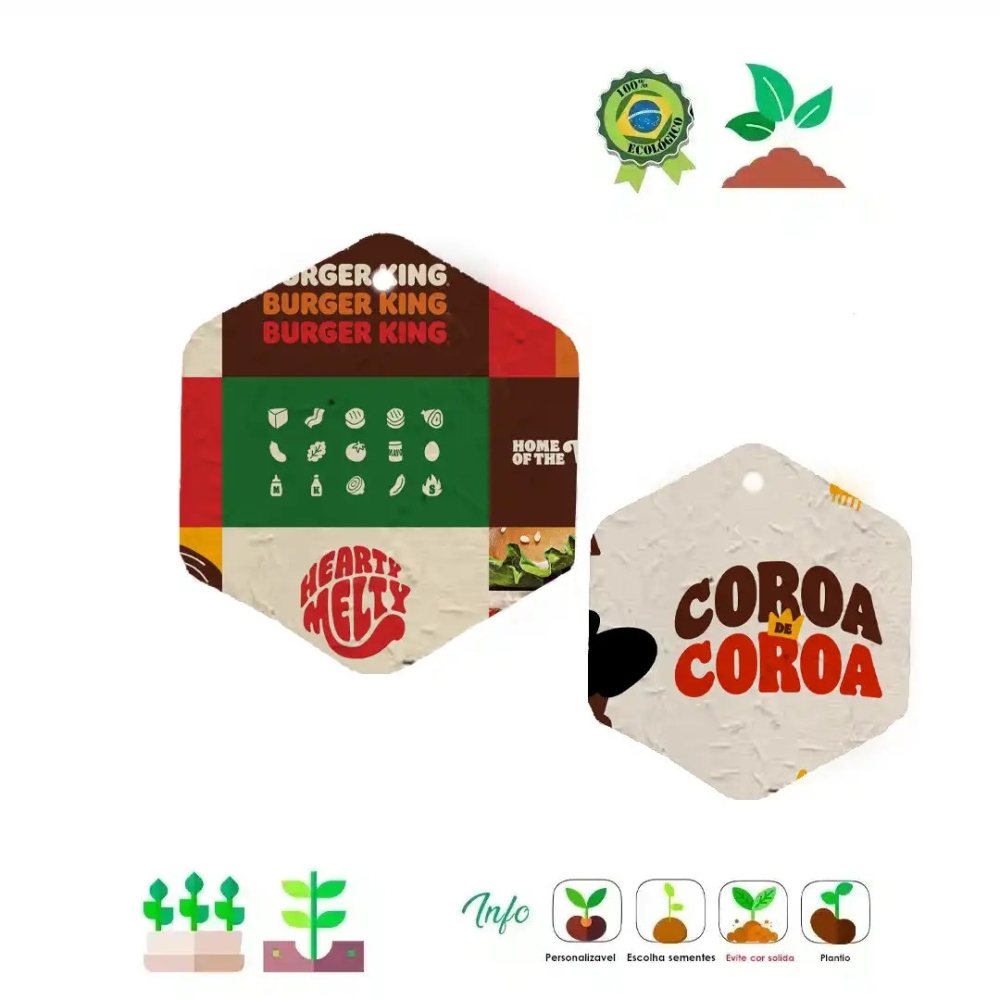 Tag em Papel Semente 6x6cm – Formato Especial Hexagonal Personalizado 1203-Tag em Papel Semente 6x6cm – Formato Especial Hexa